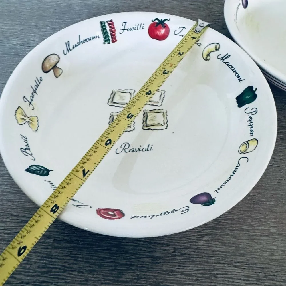 Pasta Dishes Ravioli Penne Graphic Plates Set